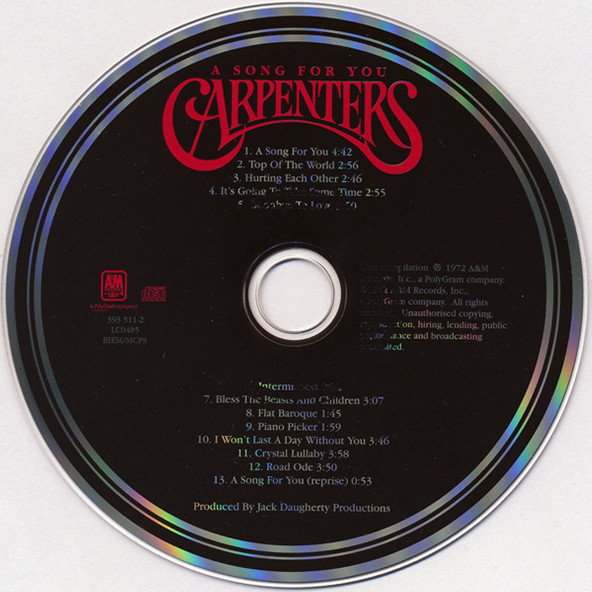 The Carpenters A Song For You : CD | CD Covers | Cover Century | Over 1 ...